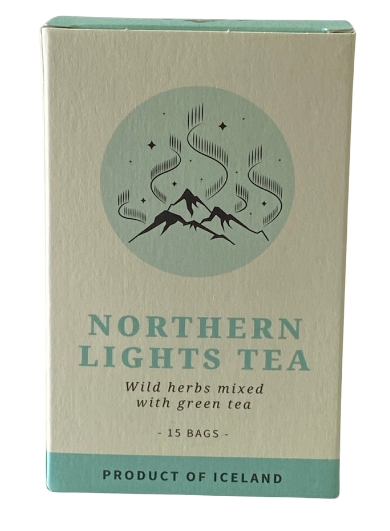 Northern Light Tea / Vetrarte Innihald: grænt te & blóðberg