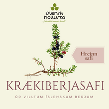 Load image into Gallery viewer, Krækiberjasafi / Crowberry juice Innihald: kaldpressuð krækiber (hrásafi, engin aukaefni)