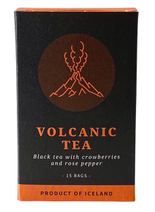 Volcanic Tea / Eldfjallate 15 bags Inniheldur: Svart te, krækiber, rósapipar, birkilauf og appelsínubörkur